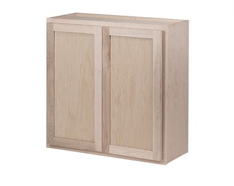 Unfinished Wall Cabinet w/ Double Doors - Ready-to-Assemble (RTA) Raw Maple Cabinets - DIY Cabinetry - Amish Made in the USA