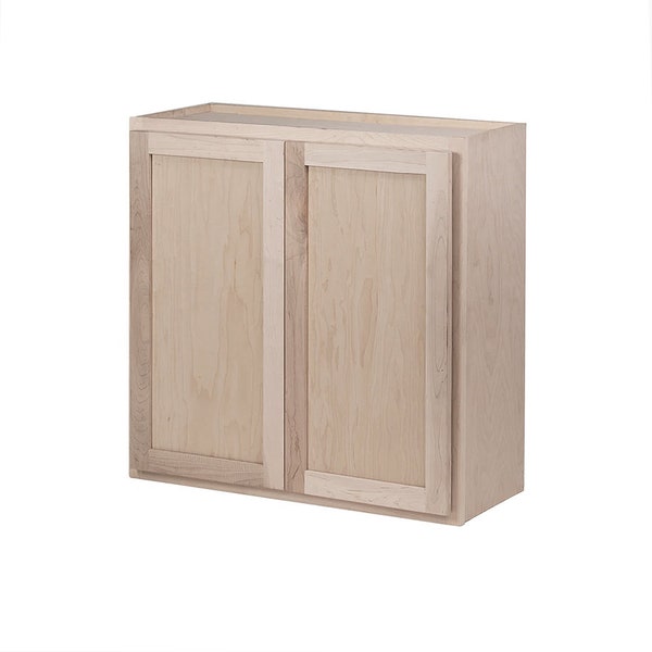 Unfinished Wall Cabinet w/ Double Doors - Ready-to-Assemble (RTA) Raw Maple Cabinets - DIY Cabinetry - Amish Made in the USA