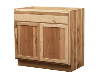 Rustic Hickory Bathroom Vanity Cabinets - Ready-to-Assemble (RTA) Rustic Hickory Sink Base Vanities - DIY Cabinetry - Amish Made in the USA