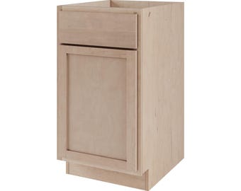 Unfinished Base Cabinet w/ Single Door and Drawer - Ready-to-Assemble (RTA) Raw Maple Cabinets - DIY Cabinetry - Amish Made in the USA
