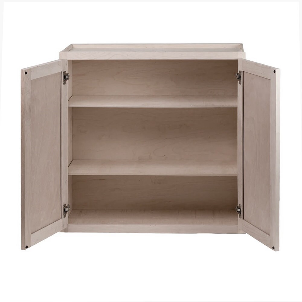 Unfinished Wall W/ Double Doors Readytoassemble RTA Raw Maple