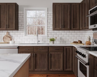 Espresso Kitchen Cabinets Amish Handcrafted - Ready-to-Assemble Kitchen Cabinets w/ Soft Close Hardware - Made in the USA, Free Quote