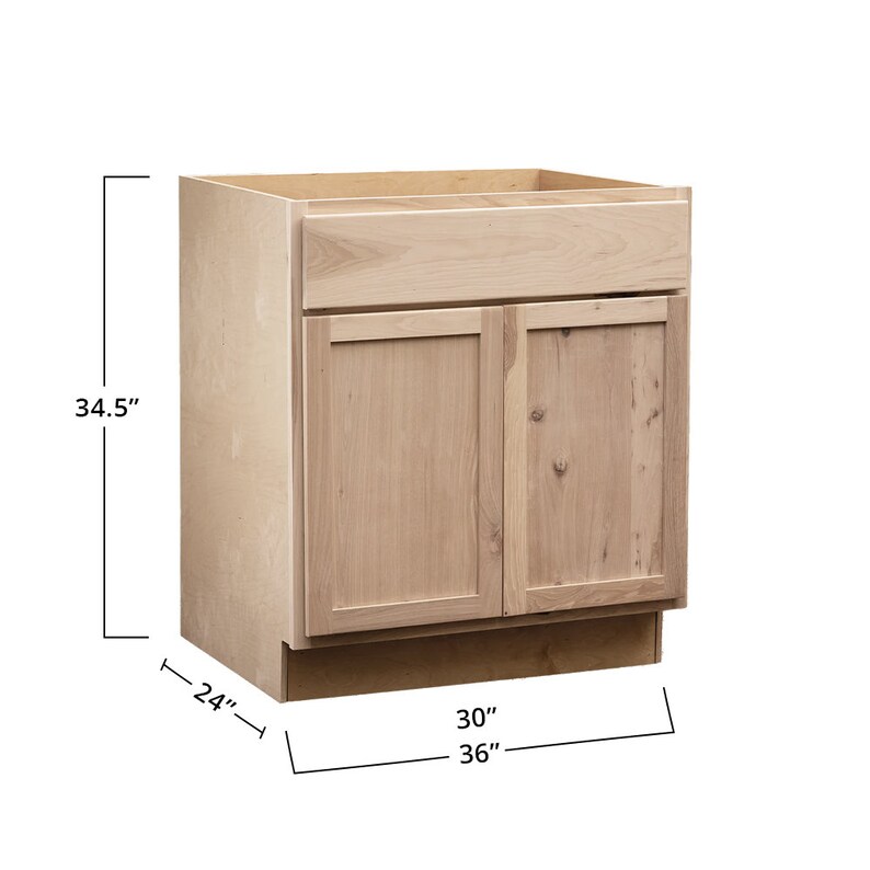 Unfinished Hickory Sink Base Readytoassemble RTA Raw Hickory