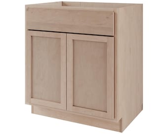 Unfinished Base Cabinet w/ Double Doors and Drawer - Ready-to-Assemble (RTA) Raw Maple Cabinets - DIY Cabinetry - Amish Made in the USA