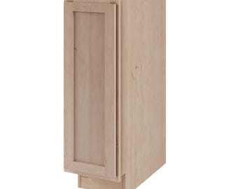 Unfinished 9" Base Cabinet w/ Single Full Height Door - Ready-to-Assemble (RTA) Raw Maple Cabinets - DIY Cabinetry - Amish Made in the USA