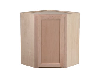 Unfinished Cherry Wall Diagonal Corner Cabinet - Ready-to-Assemble (RTA) Raw Cherry Cabinets - DIY Cabinetry - Amish Made in the USA