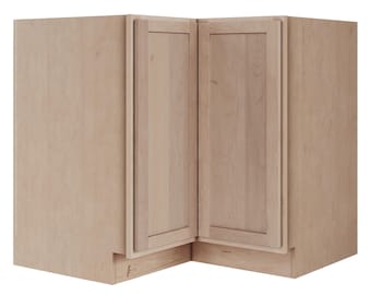 Unfinished Lazy Susan Corner Base Cabinet - Ready-to-Assemble (RTA) Raw Maple Cabinets - DIY Cabinetry - Amish Made in the USA