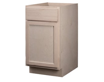 Unfinished Base Cabinet w/ Single Door and Drawer - Ready-to-Assemble (RTA) Raw Maple Cabinets - DIY Cabinetry - Amish Made in the USA