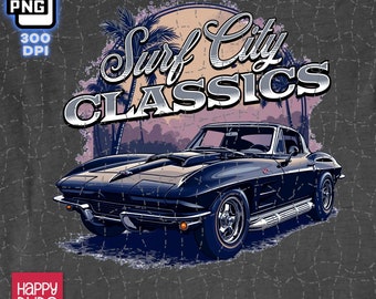 Design a sublimazione di una Corvette d'epoca - PNG per auto d'epoca (download digitale)