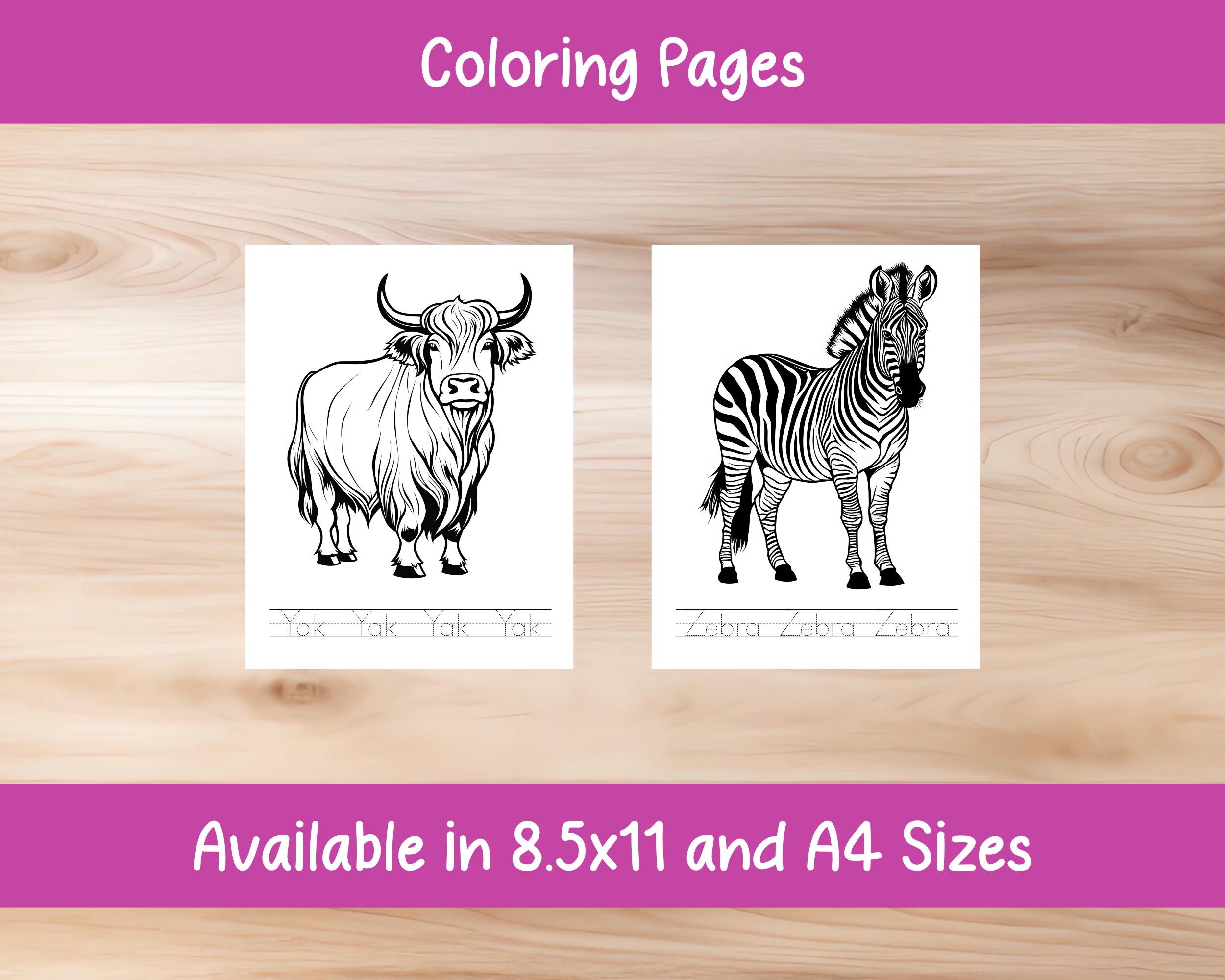 Animal Alphabet Coloring and Name Tracing Pages - Printable ...