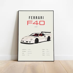 987 Ferrari F40 Liberty Walk Poster Digital Download Wall Art for Kids Boys Room Decor Children Home Office Art Instant Download