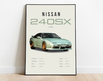 ポスター s.s 1990 Nissan 240SX Poster Digital Download Wall Art for Kids Boys