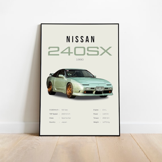 1990 Nissan 240SX Poster Digital Download Wall Art for Kids Boys