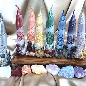 7 Chakra Candle Set, Full Energy Alignment, Chakra Healing System, Spiritual Balance and Meditation Candle Set | Ceridwela Witchcraft