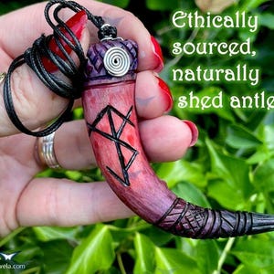 Ceridwela Viking Bindrune Antler™ Talisman, Custom Hand Carved Bindrune Charm, Keyring, Protection, Love, Prosperity, Wicca, Car Charm