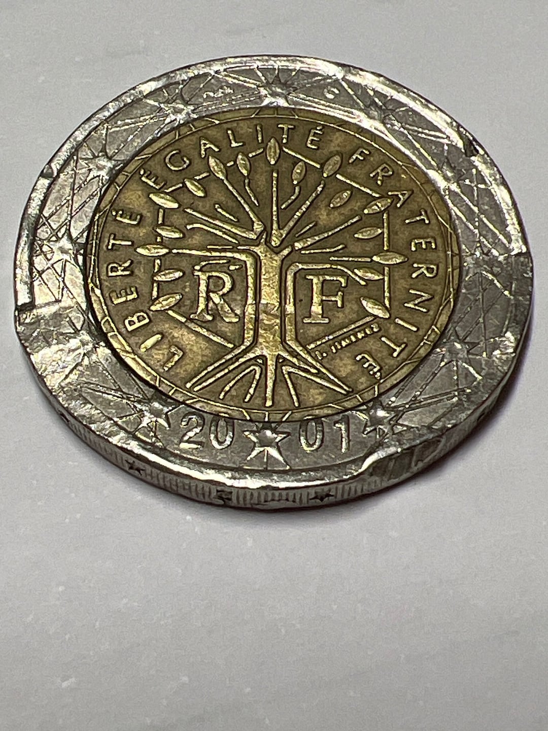 2 Euro Münze Liberte Egalite Fraternite 2001 Fehlprägung Rare 2 Euro Coin France 2001 - Tree of Life - LIBERTÉ, EGALITÉ