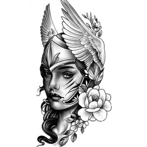Valkyrie&#39;s Might - Warrior Goddess Temporary Tattoo