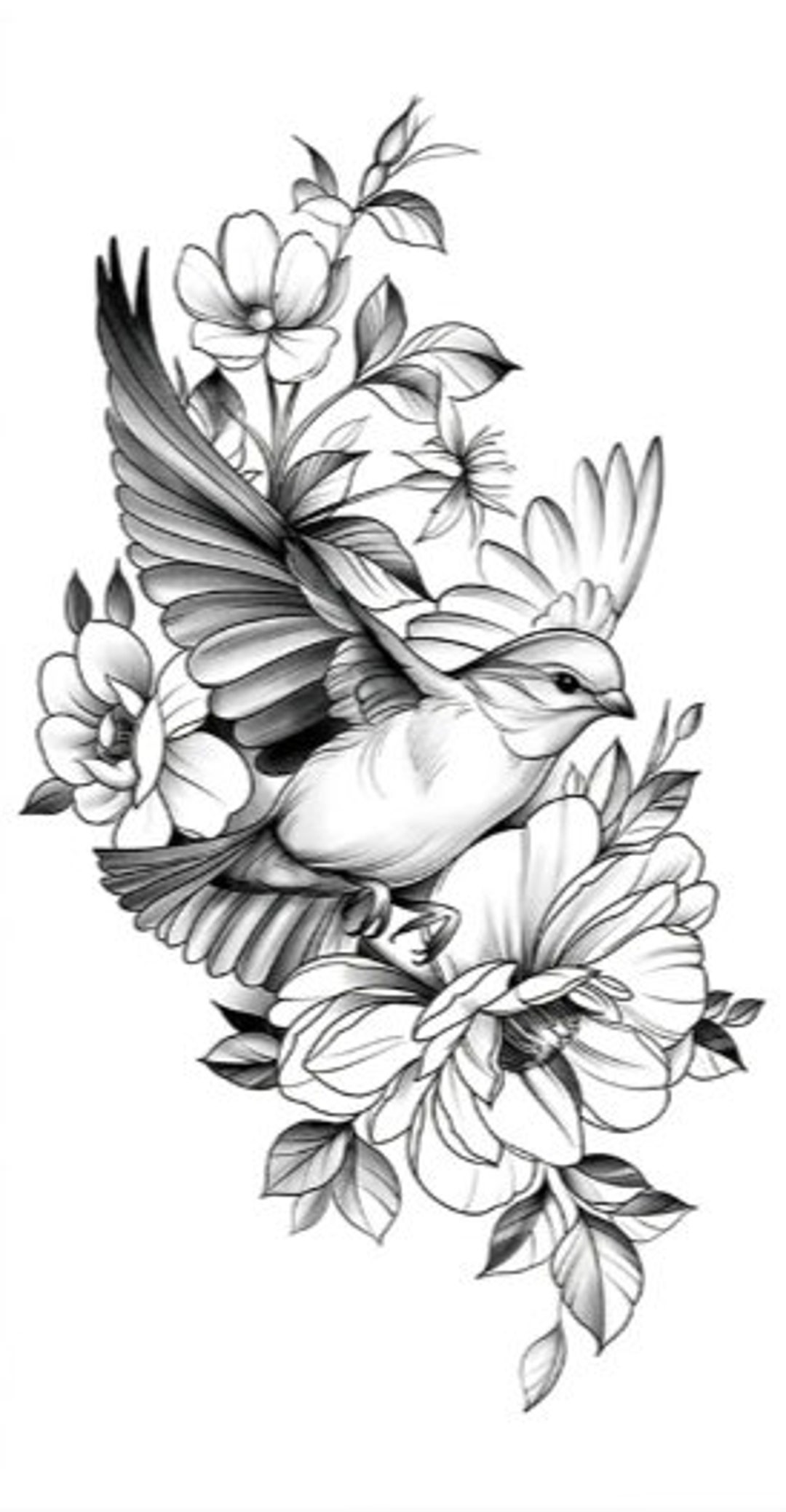 Dove and Floral Harmony Temporary Tattoo - Etsy