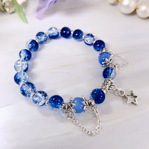 8mm Glass & Cat Eye Bead Bracelet | Star Charm | Great Gift Idea