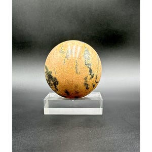 Marble Sphere with Acrylic Stand – 4” Stone Orb Decor