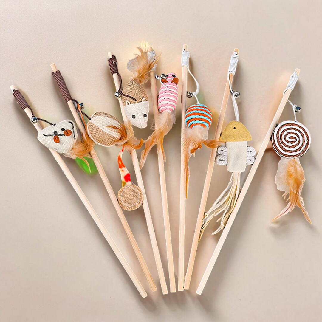 Cat Teaser Wand Pet Funny Cat Stick Cat Toy Stick Cat Toys Etsy