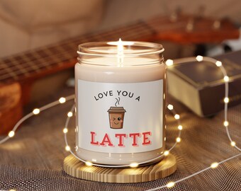 Wedding Gift, Valentine's Day, Scented Soy Candle (9oz), Latte Lover, Romantic Gift, Cute Candle, Warm and Cozy, Coffee Lovers, Love Candle