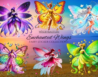 Enchanted Wings: Fairy Sticker Collection 1 - 35-Pack Digital Clipart, Instant Download
