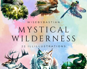 Mystical Wilderness Clipart Collection: 22 Premium Handcrafted Digital Illustrations