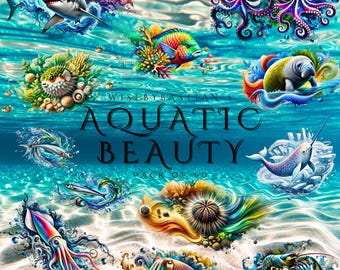 Aquatic Beauty - 60 Digital Stickers Pack