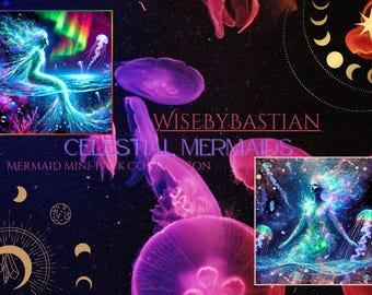 Celestial Mermaid Sticker Pack: Fantasy Underwater Clipart (Digital Download)