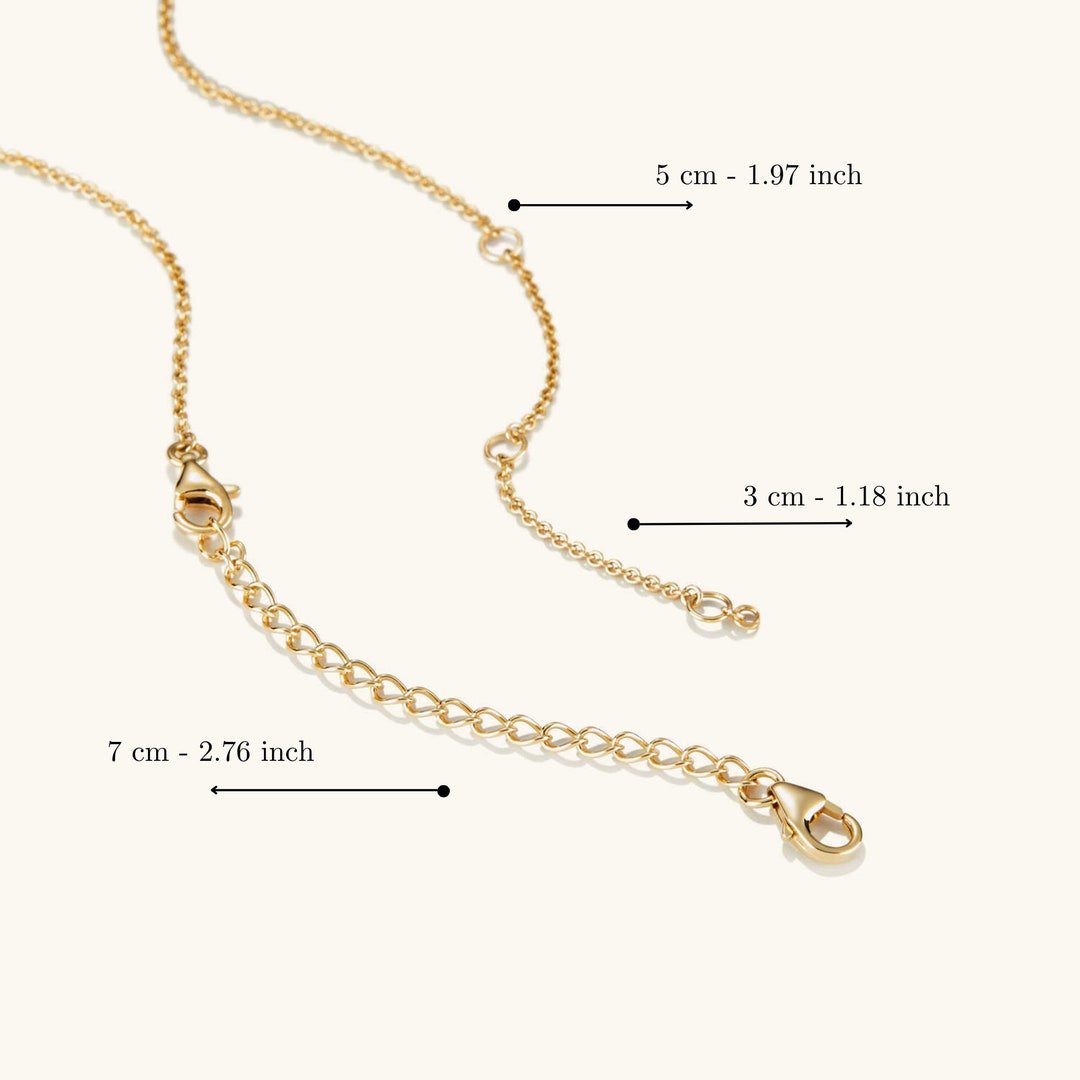 14K Solid Gold Chain Extender for Women 14K Removable 1, 2 or 5 Inch Necklace Extender Real Gold