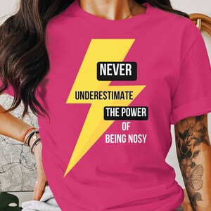 Motivational T Shirt, Inspirational Quote Shirt, Never Underestimate The Power Tee, Positive Message Shirt, Lightning Bolt Graphic Tee