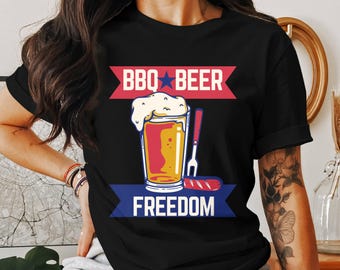 BBQ Beer Freedom T-Shirt, Patriotic Summer Tee