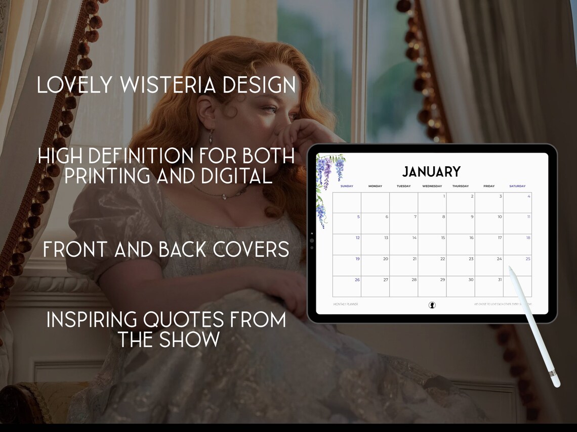 Bridgerton Inspired Calendar for 2024/2025 Bundle Printable Monthly