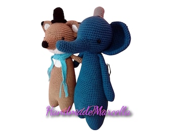 Crochet Animal Set – Handmade Organic Cotton Cow, Elephant & Fox