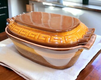 Handmade Glazed Ceramic 6qt Baking Dish with Lid
