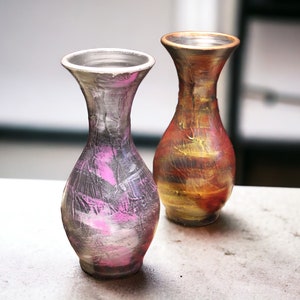 Sleek Vase, Modern Vase, 9.5in Handmade Vase, Ceramic vases, Pottery gifts, Painted Flower Vase, Textured Pottery Vase, Holiday Home Decor