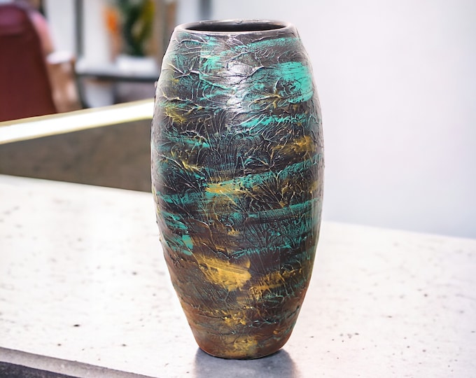 Terracotta Textured Vase, Handmade Vases, Large Vase, Ceramic vases, Pottery gifts, Flower vases, New home gift, Spring Decor, Gifts for mom