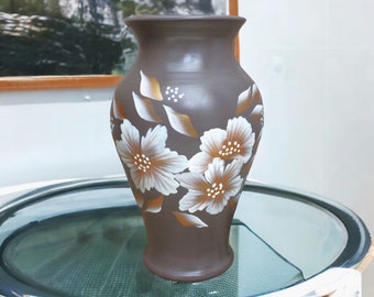 Large Brown Vase, Ceramic Vase, New Home Gift, Handmade Vases, Flower Vase, Gifts for mom, Spring Home Decor, Pottery Vase, Handpainted Vase