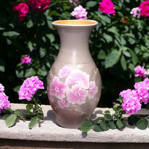 Large Painted Vase, Handmade Ceramic Vase, Pottery gift, Tall Flower vase, New home gift, Elegant Home Decor, Unique Gift for mom