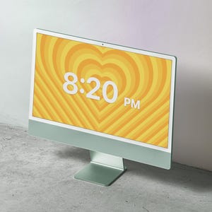 Écran de veille macOS pour tunnel cardiaque esthétique | Horloge de bureau animée pastel | Économiseur d'écran Mac personnalisé