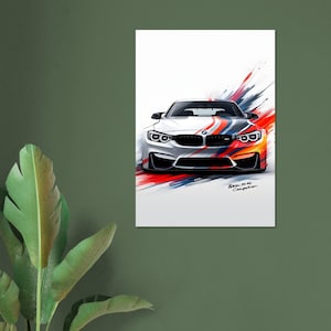 BMW M4 Competition Poster – High-Quality Car Poster, BMW M Series Art, Sports Car Wall Decor, M4 Competition Artwork for Car Enthusiasts