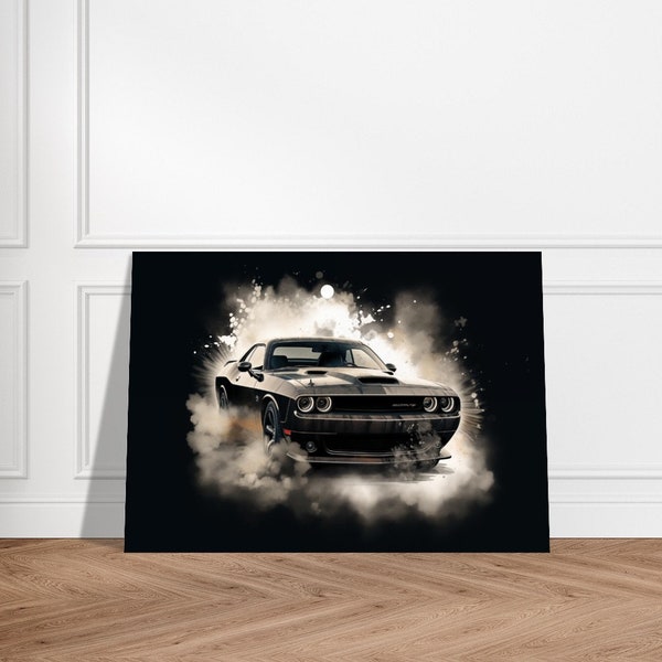 Dodge Challenger Hellcat Poster - Muscle Car Art Print - Man Cave Decor