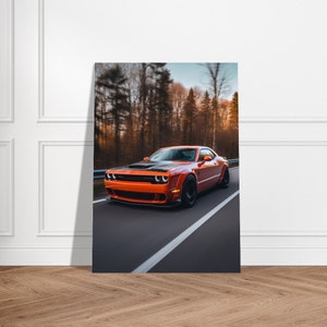Dodge Challenger Hellcat Poster - Muskelauto Kunstdruck - Auto-Enthusiasten Dekor - Man Höhle Wandkunst - Geschenk für Autoliebhaber