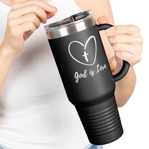 Christian Insulated Travel Mug, 40oz - Religious Faith Coffee Cup, Inspirational Drinkware, Bible Verse Gift