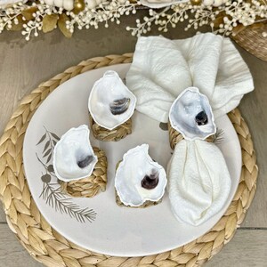 Servetringen oesterschelp: tafeldecor kust, set van 4