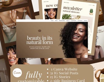 Brown Natural Wellness Website Template Canva | Holistic Health Social Media Templates