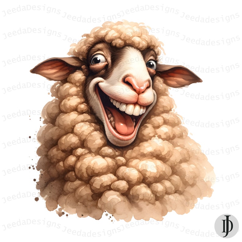 Funny Sheep Cartoon Animal Clipart PNG, Watercolor Clipart, Funny ...