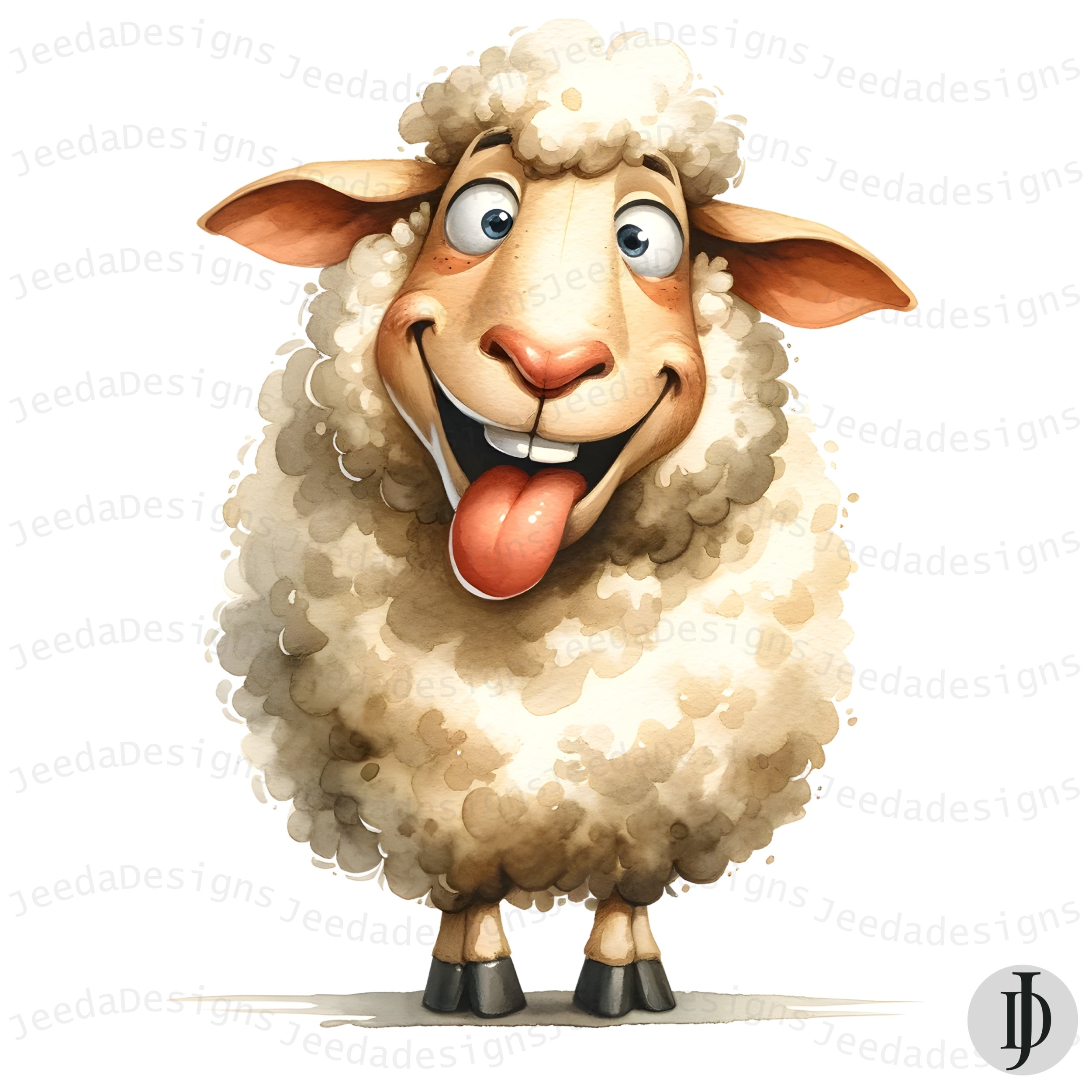 Funny Sheep Cartoon Animal Clipart PNG, Watercolor Clipart, Funny ...