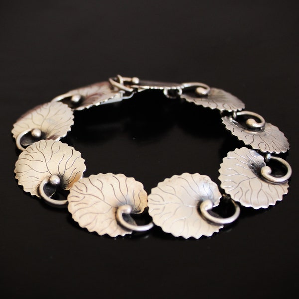 Arvo Saarela Vintage Floral Silver Bracelet Sweden